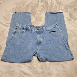 Carhartt Mens Sz 44x34 Relaxed Fit Blue Denim Jeans Pants Medium Wash Work Gear